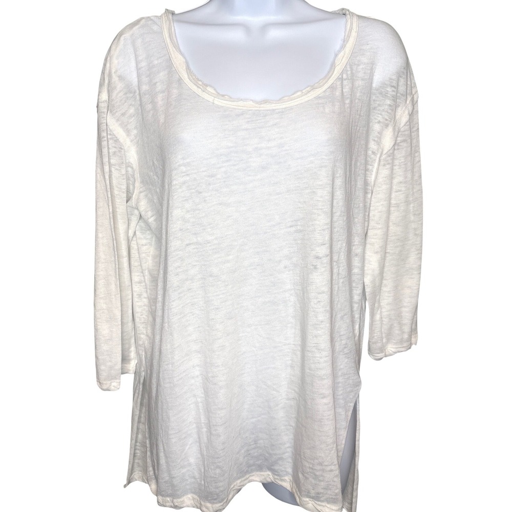 We The Free Women White Oversized Tunic Top Medium Excellent High-Low Scoop Neck